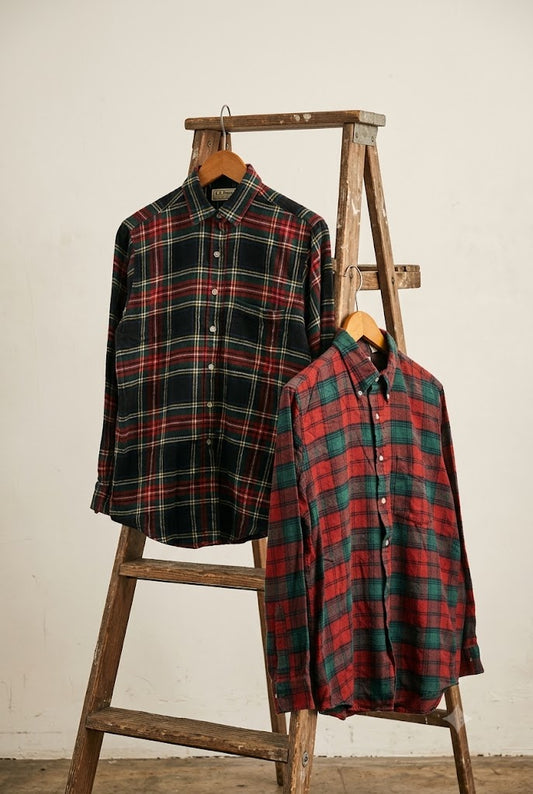 90's Made In USA L.L.Bean Check Long Sleeve Shirt x2点