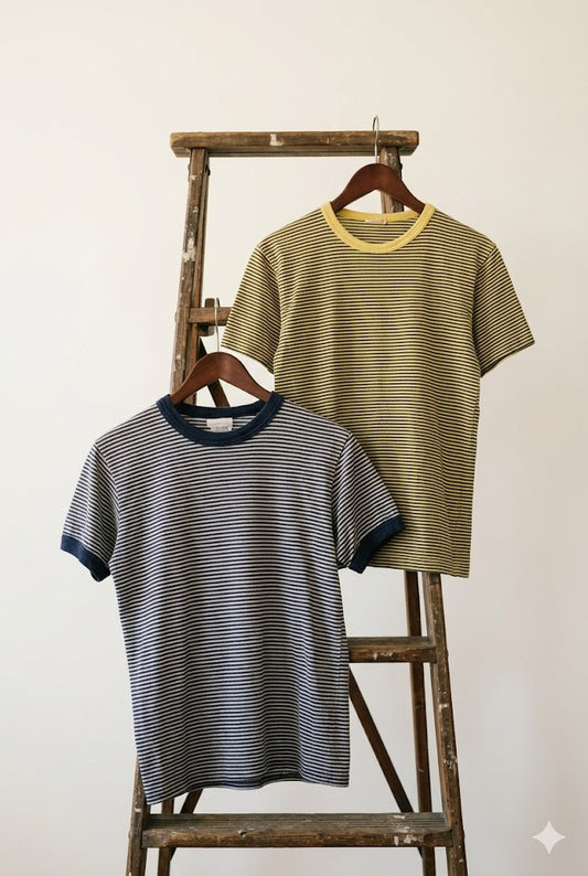 80-90's Men's Vintage Stripe Ringer T-Shirt x2点