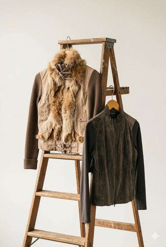 Y2K style Women's Vintage Pigskin Leather Docking Design Short Jacket x2点