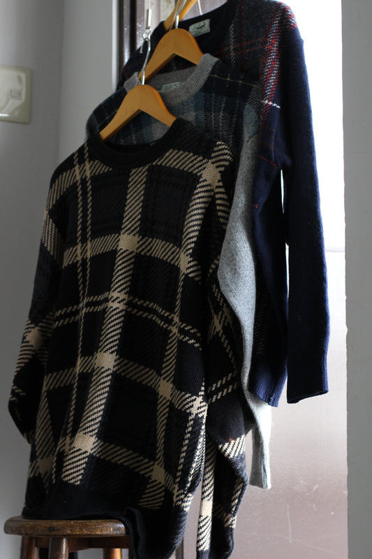 Men's Square Check Design Knit x3点