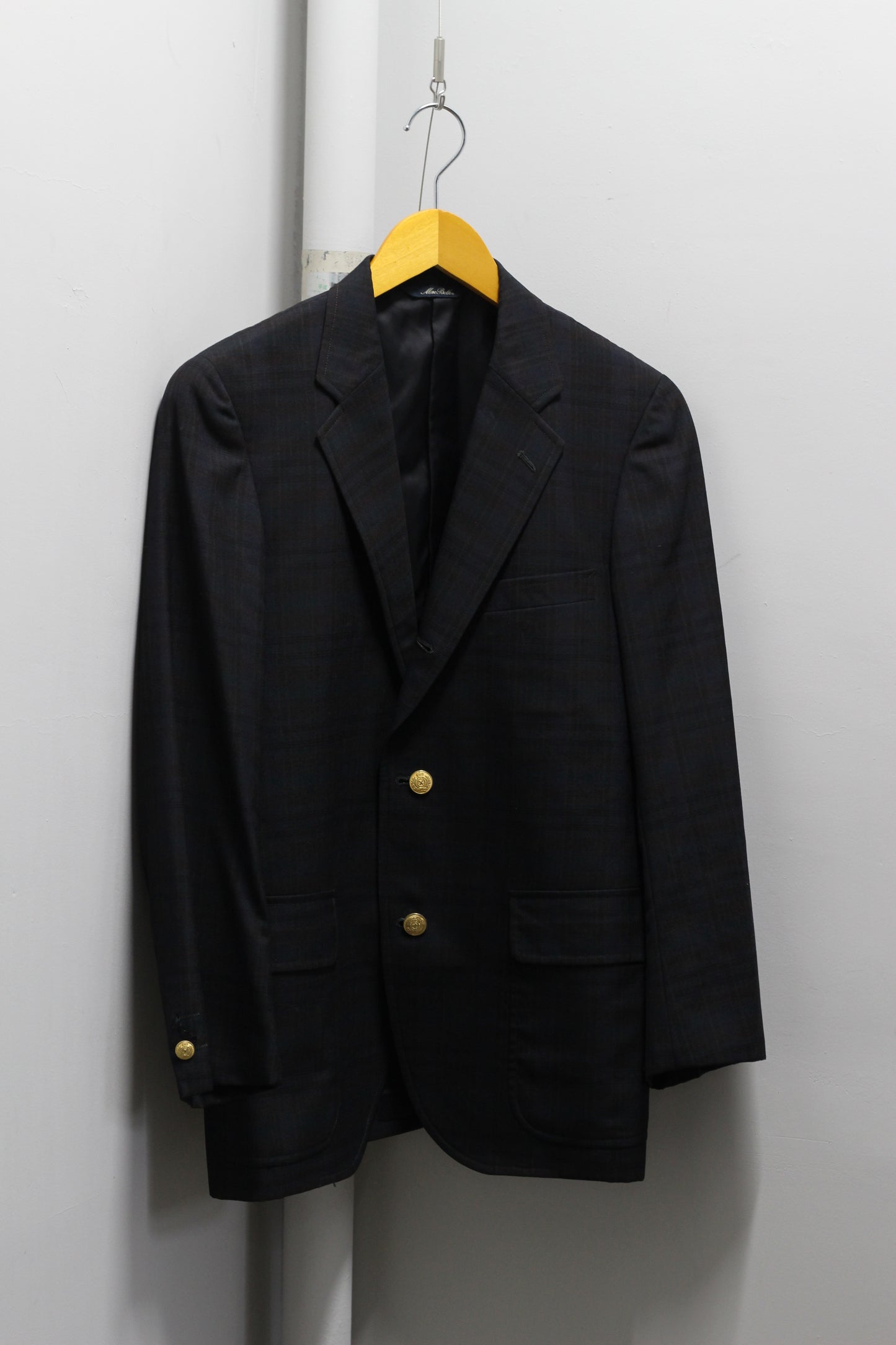 Men's Vintage Gold Button Check Single Tailored Jacket x2点