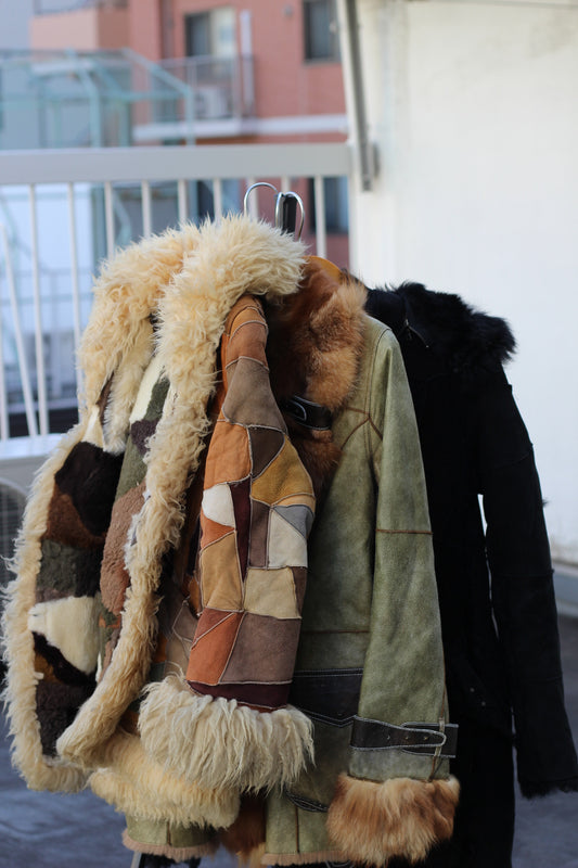 Women's Vintage mouton Design Fur Jacket x3点