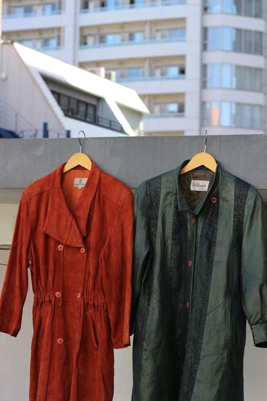 Women's Vintage Collar Leather Coat x2点