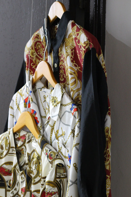 Vintage Chain Design Long Sleeve Blouse x3点