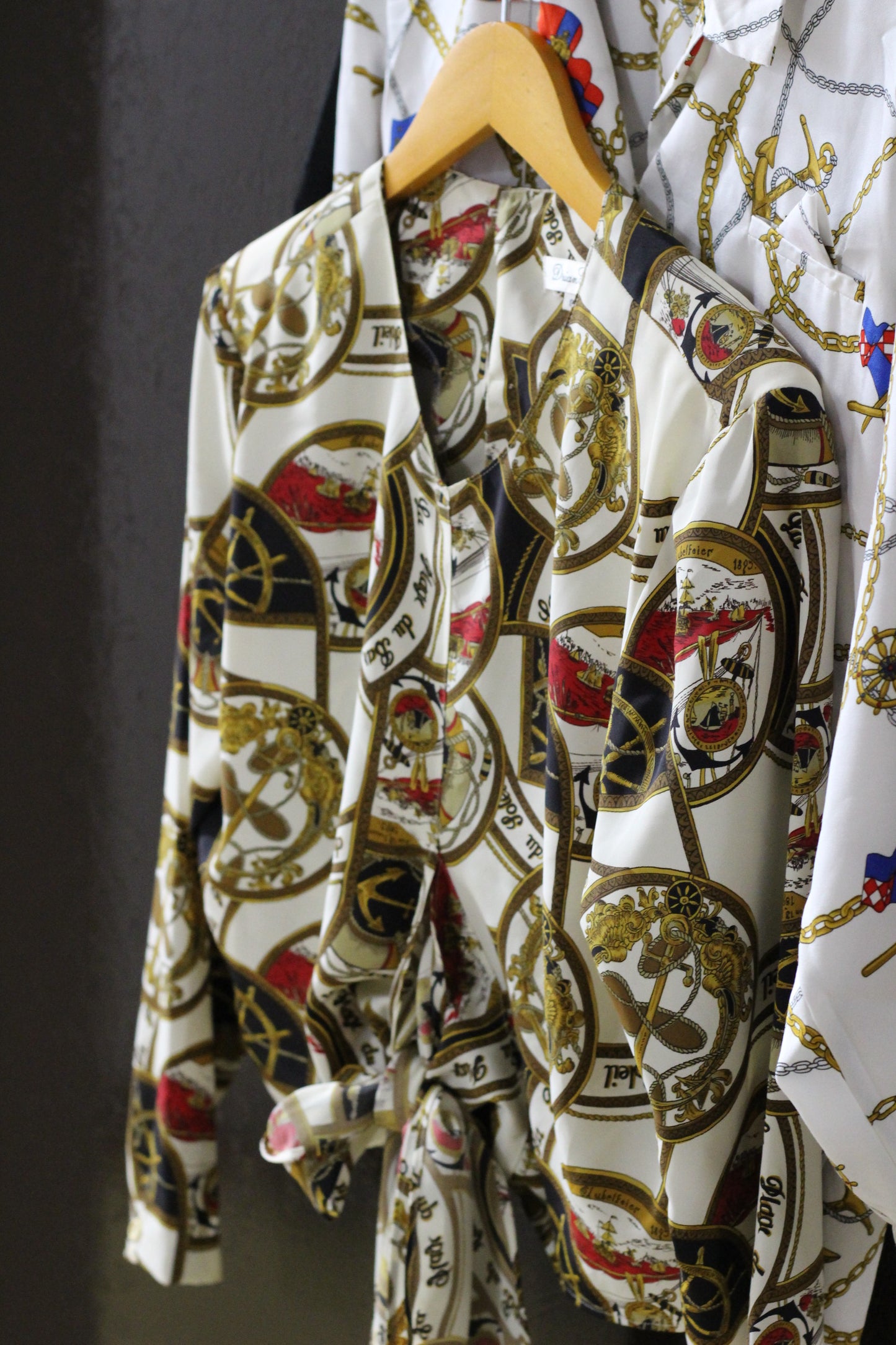 Vintage Chain Design Long Sleeve Blouse x3点