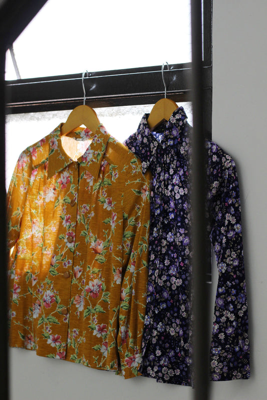 Vintage Retro Flower Long Sleeve Blouse x3点