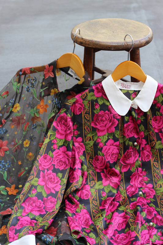 Women's Vintage Floral Design Shirt x3点