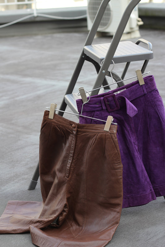 Y2K Style Vintage Leather Shorts x2点