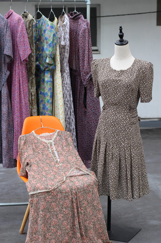 Vintage Design Floral Short Sleeve One-Piece x10点