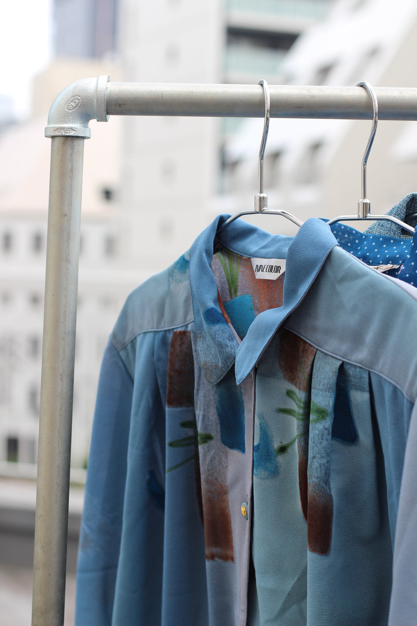 Vintage Blue Designer Short Sleeve Blouse x9点