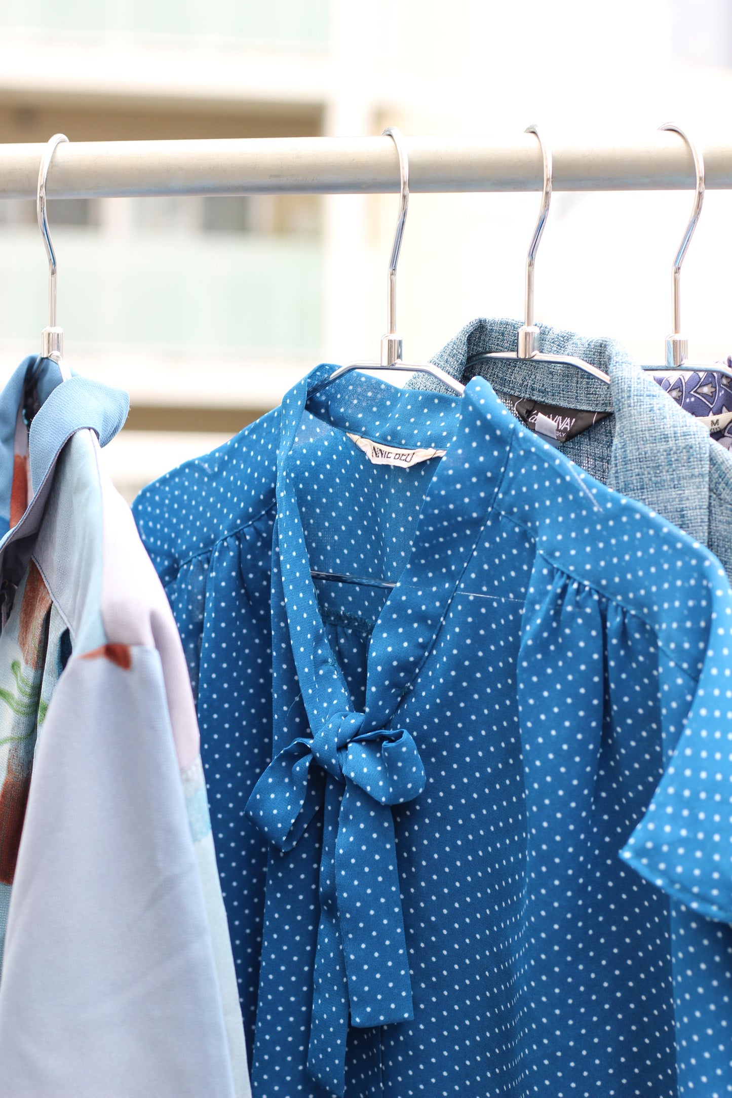 Vintage Blue Designer Short Sleeve Blouse x9点