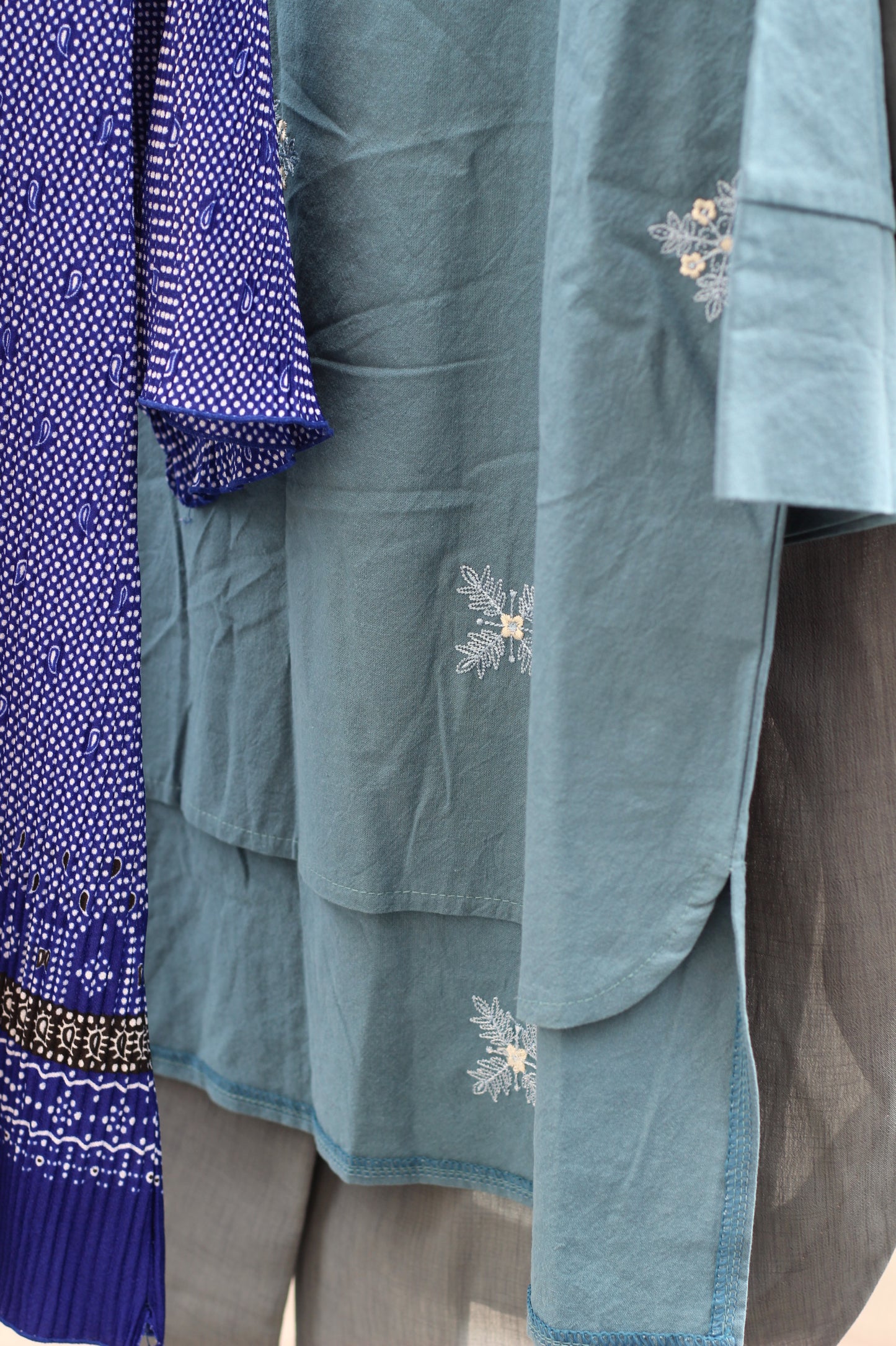 Vintage Blue Designer Short Sleeve Blouse x9点