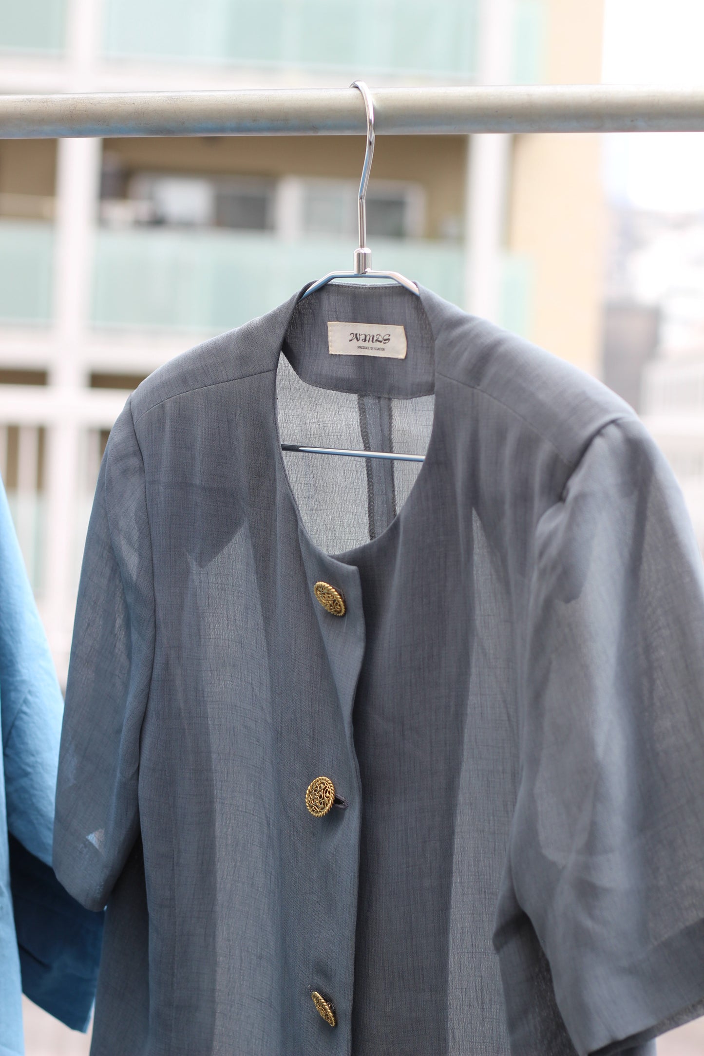 Vintage Blue Designer Short Sleeve Blouse x9点