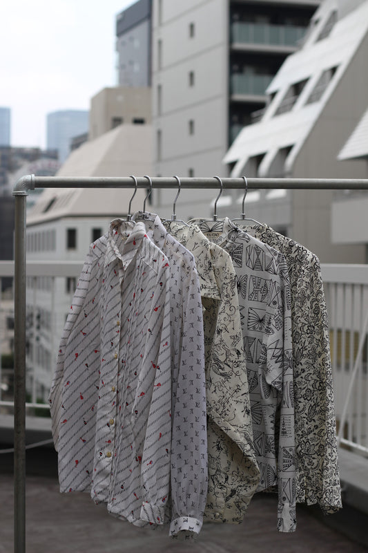 Vintage White Black Design Long Sleeve Blouse x8点