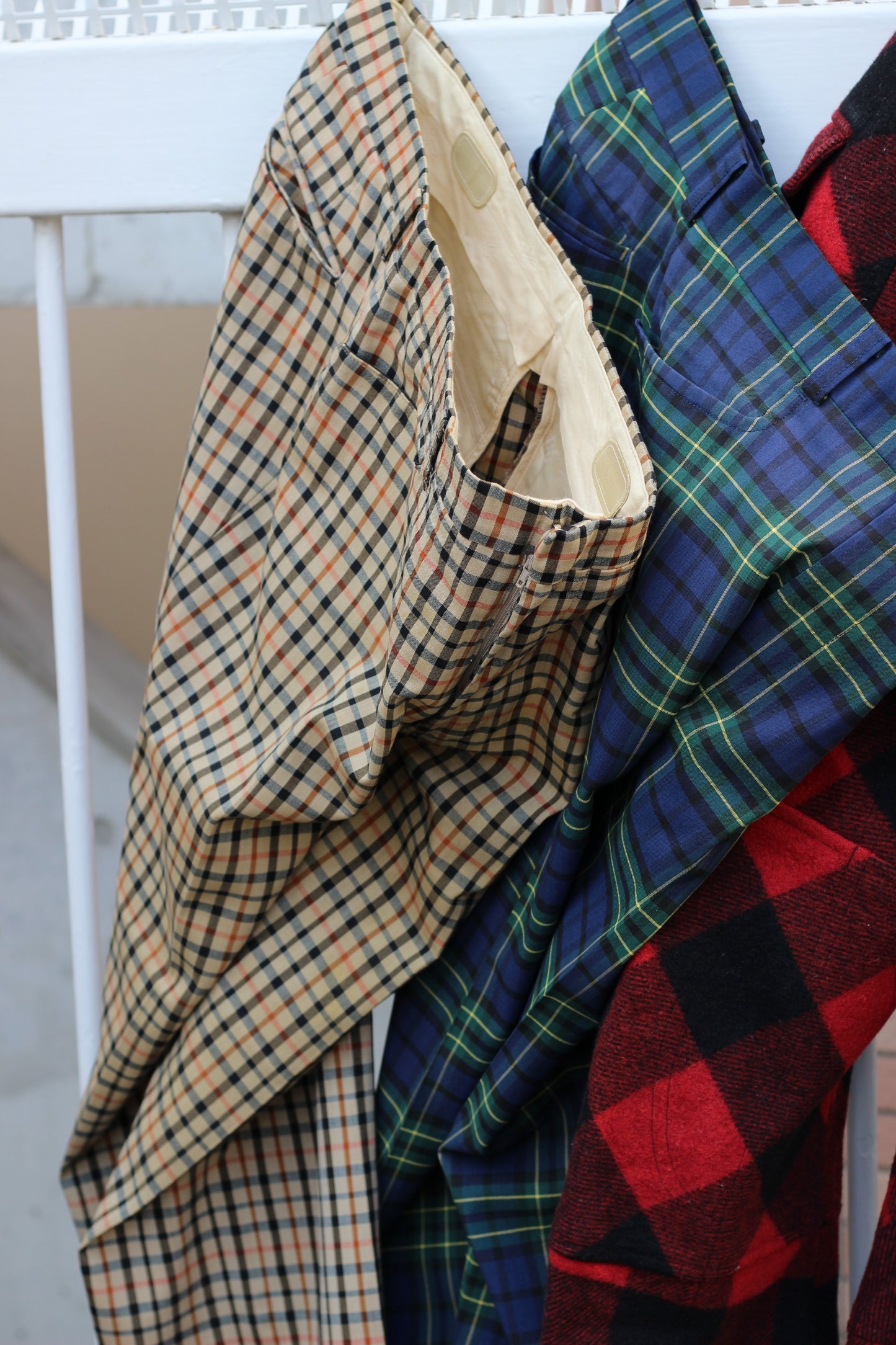 Men's High grade check slacks x3点