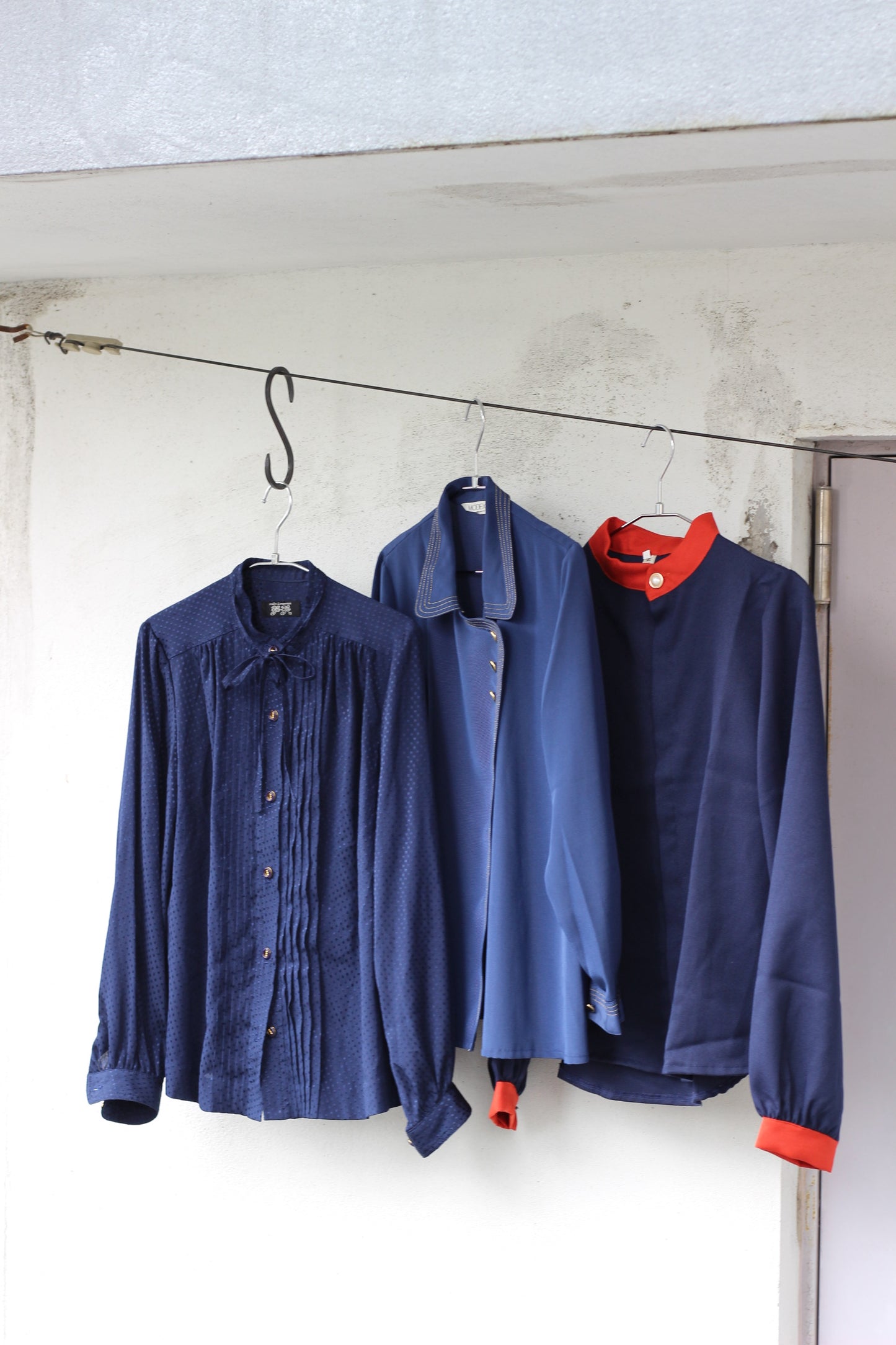 Vintage Navy Design Long Sleeve Blouse x10点