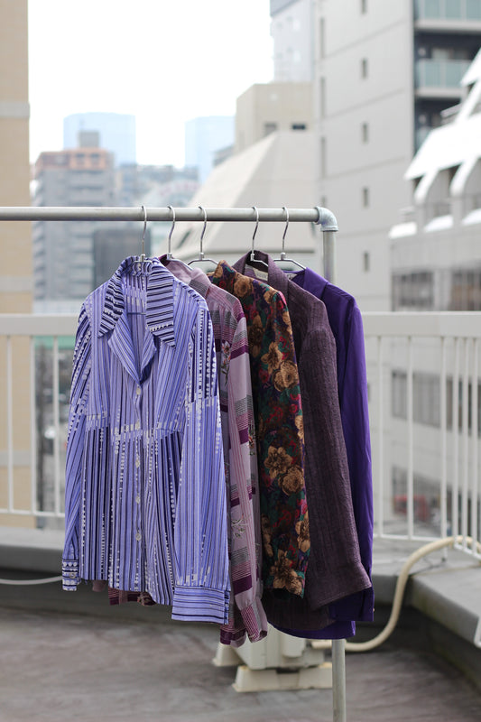 Vintage Purple Design Long Sleeve Blouse x7点
