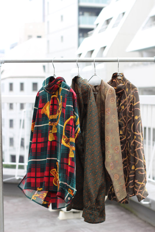 Vintage Khaki Green Design Long Sleeve Blouse x7点