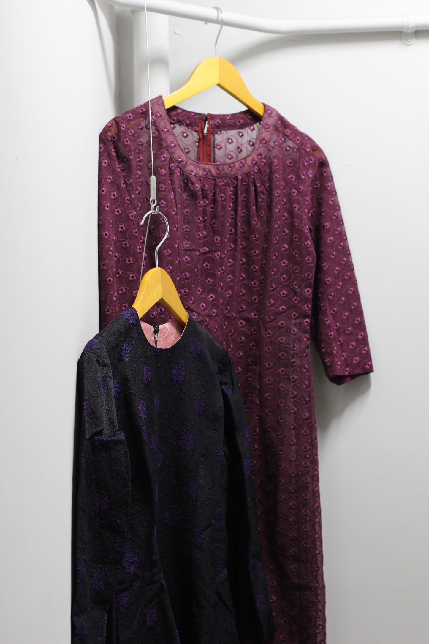 Vintage Jacquard & Lace Long Sleeve One-Piece x2点