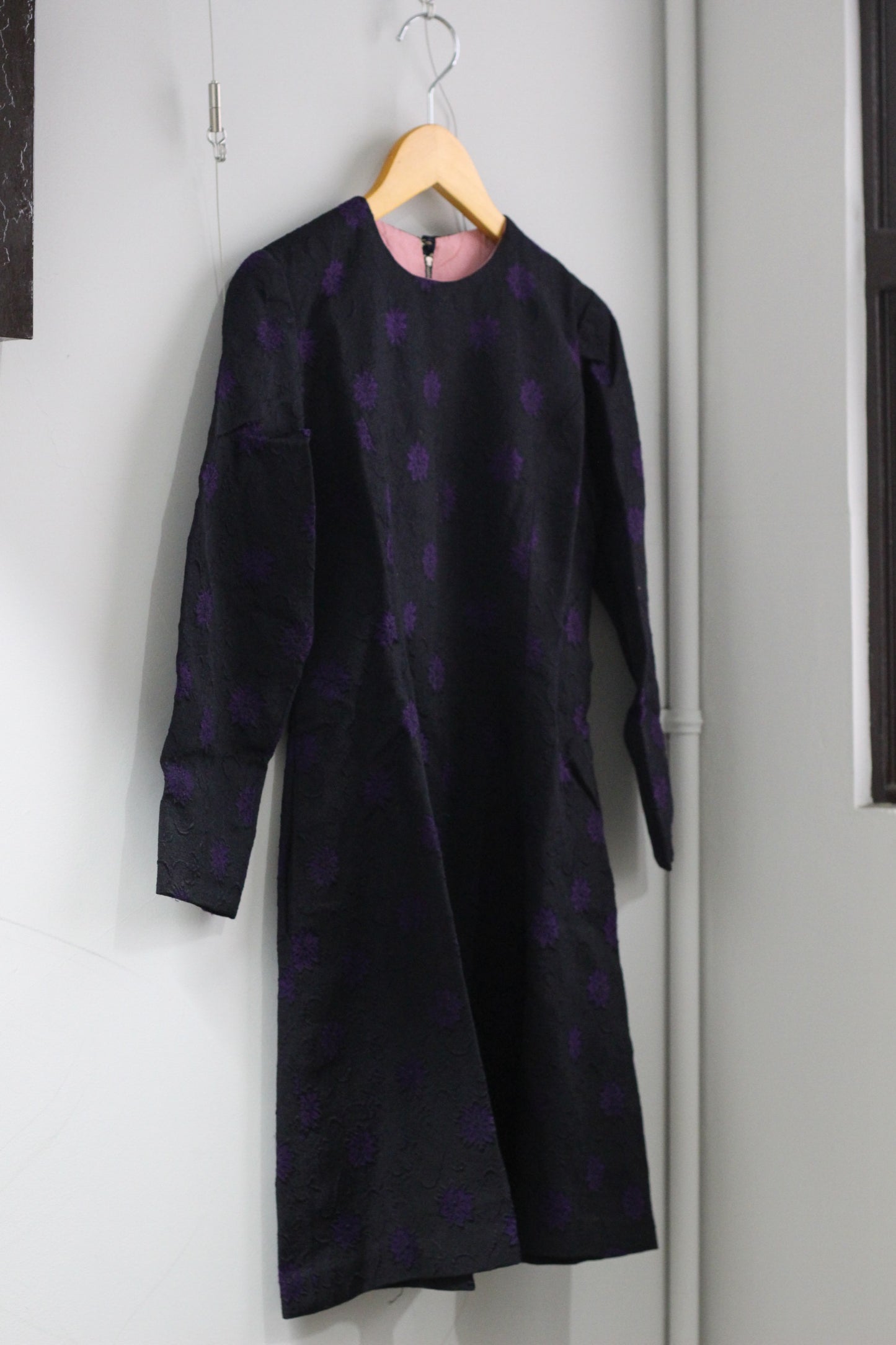 Vintage Jacquard & Lace Long Sleeve One-Piece x2点