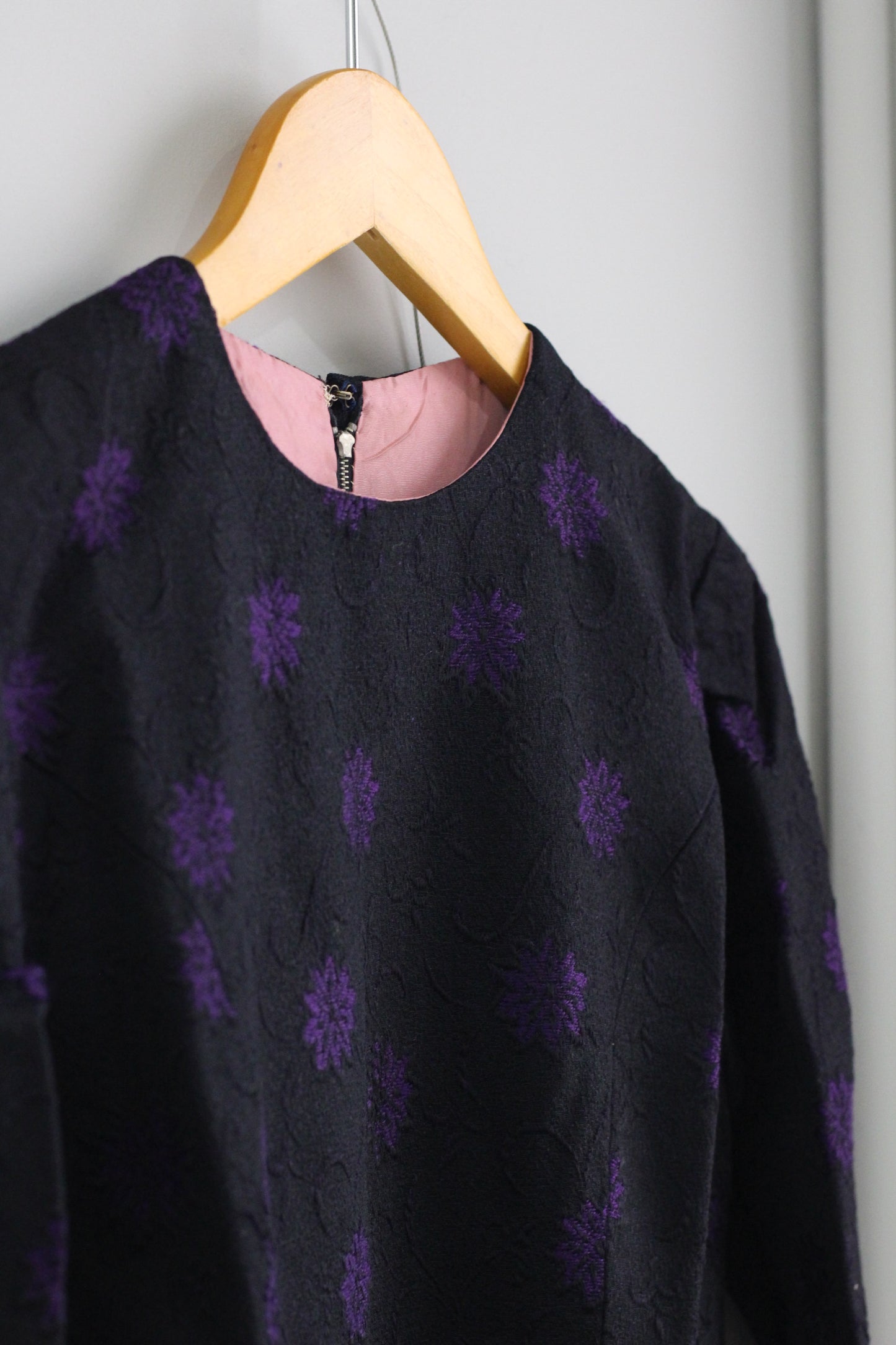 Vintage Jacquard & Lace Long Sleeve One-Piece x2点