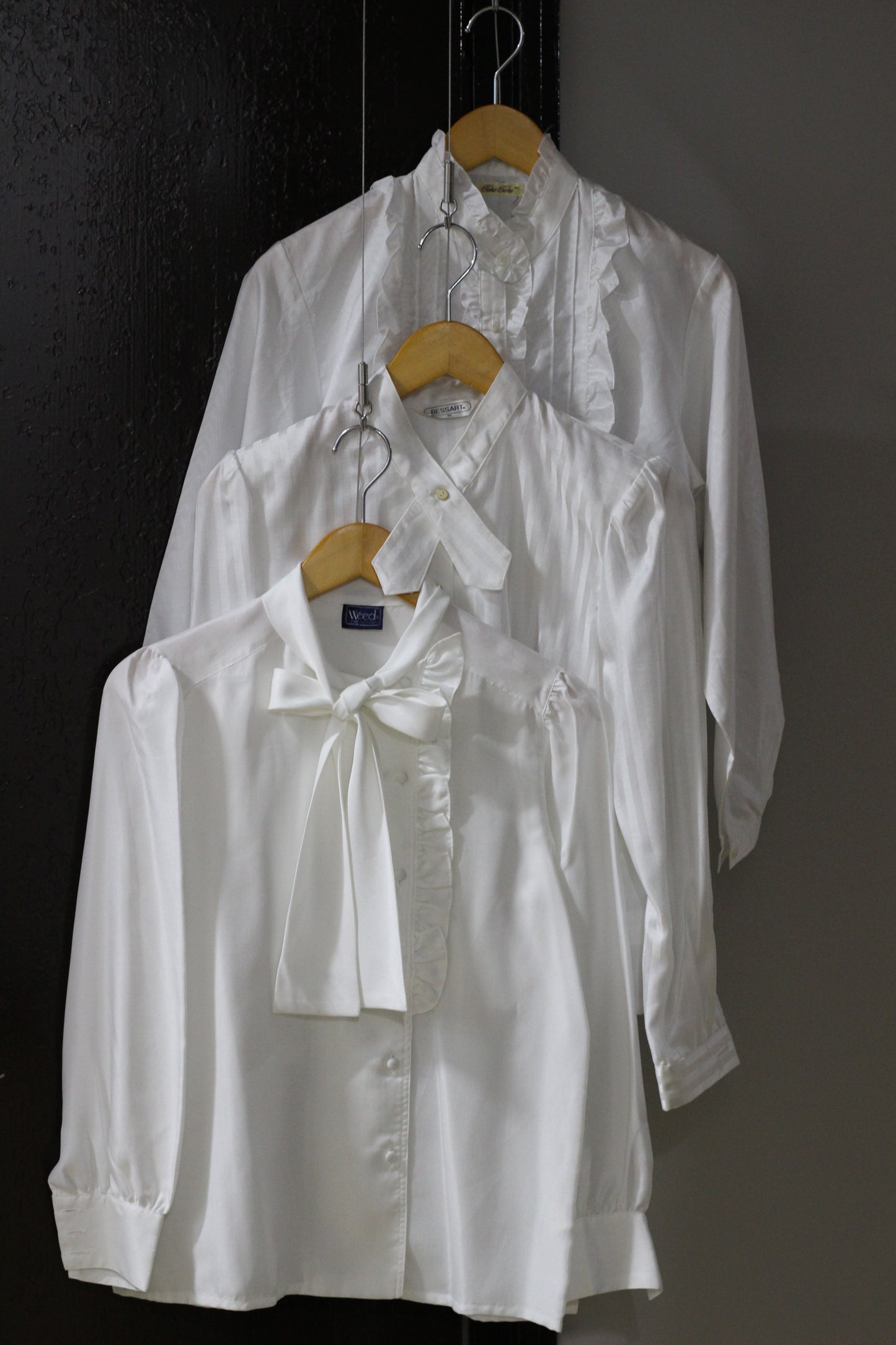 Vintage White Design Long Sleeve Blouse x4点