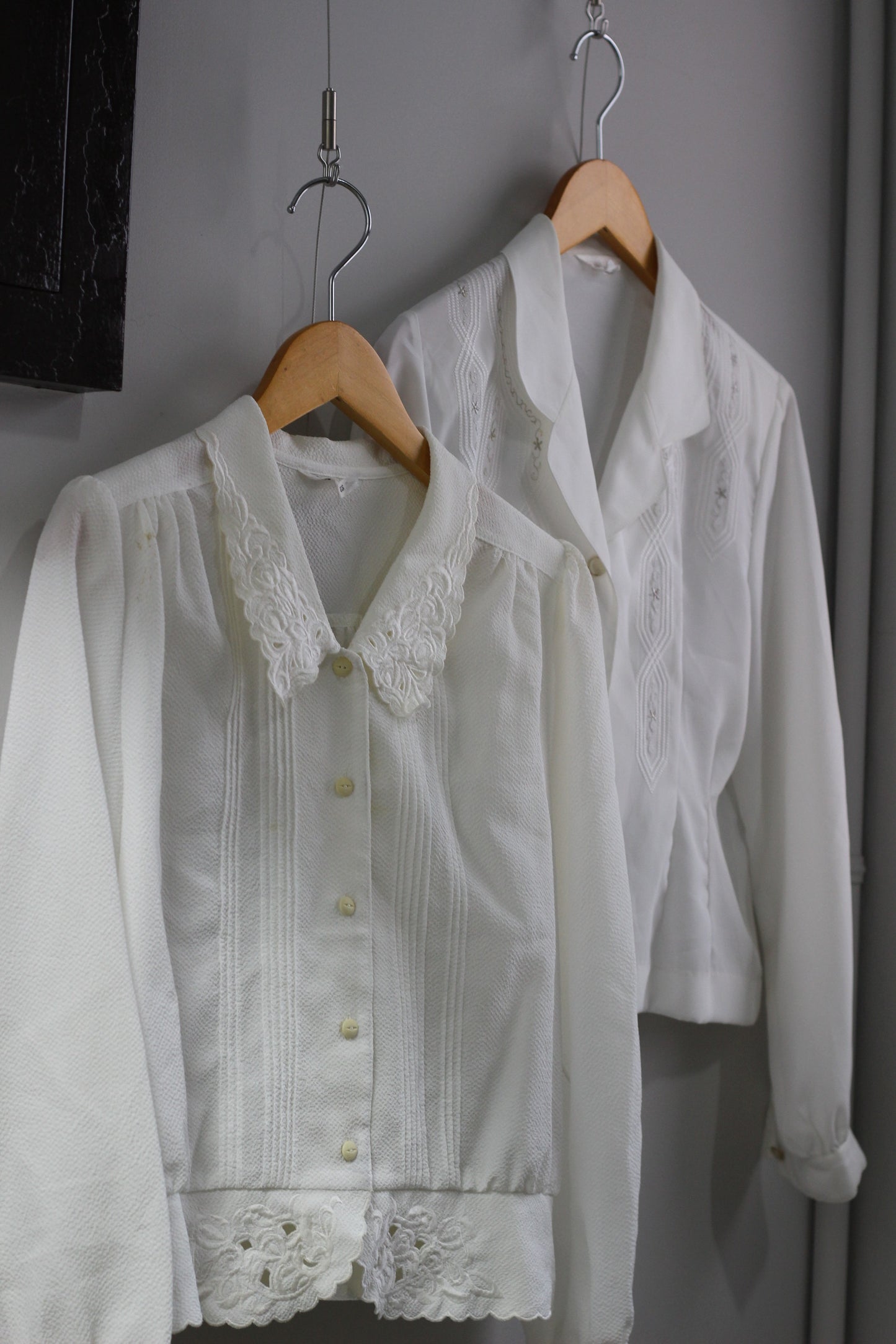 Vintage White Embroidery Long Sleeve Blouse x7点