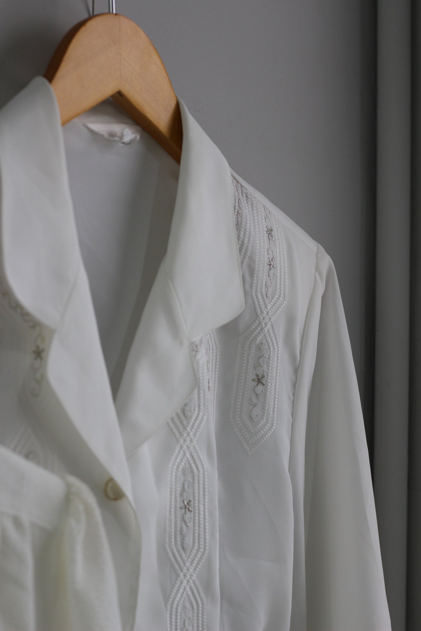 Vintage White Embroidery Long Sleeve Blouse x7点