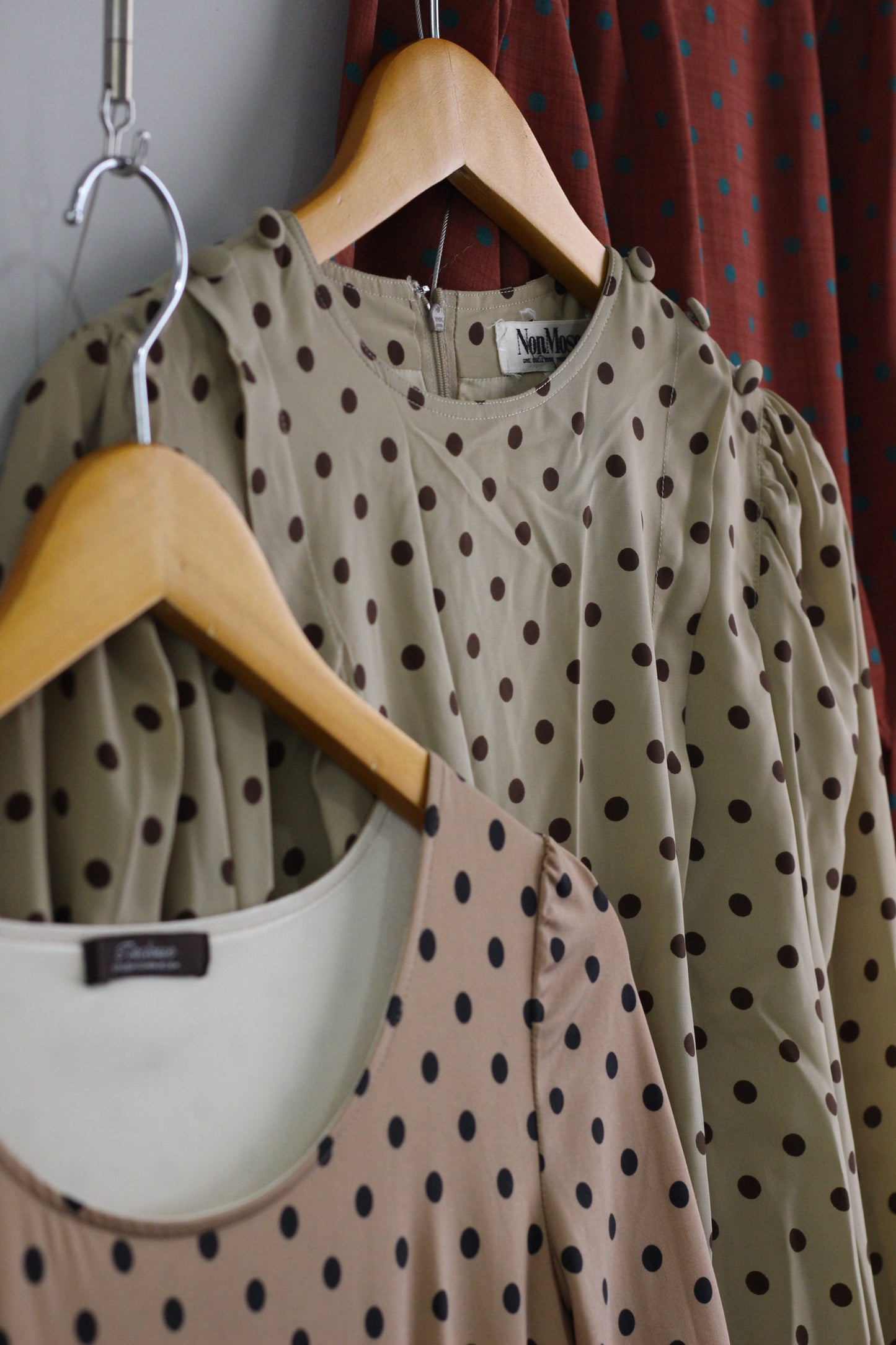 Vintage Retro Dot Long Sleeve One-Piece x4点