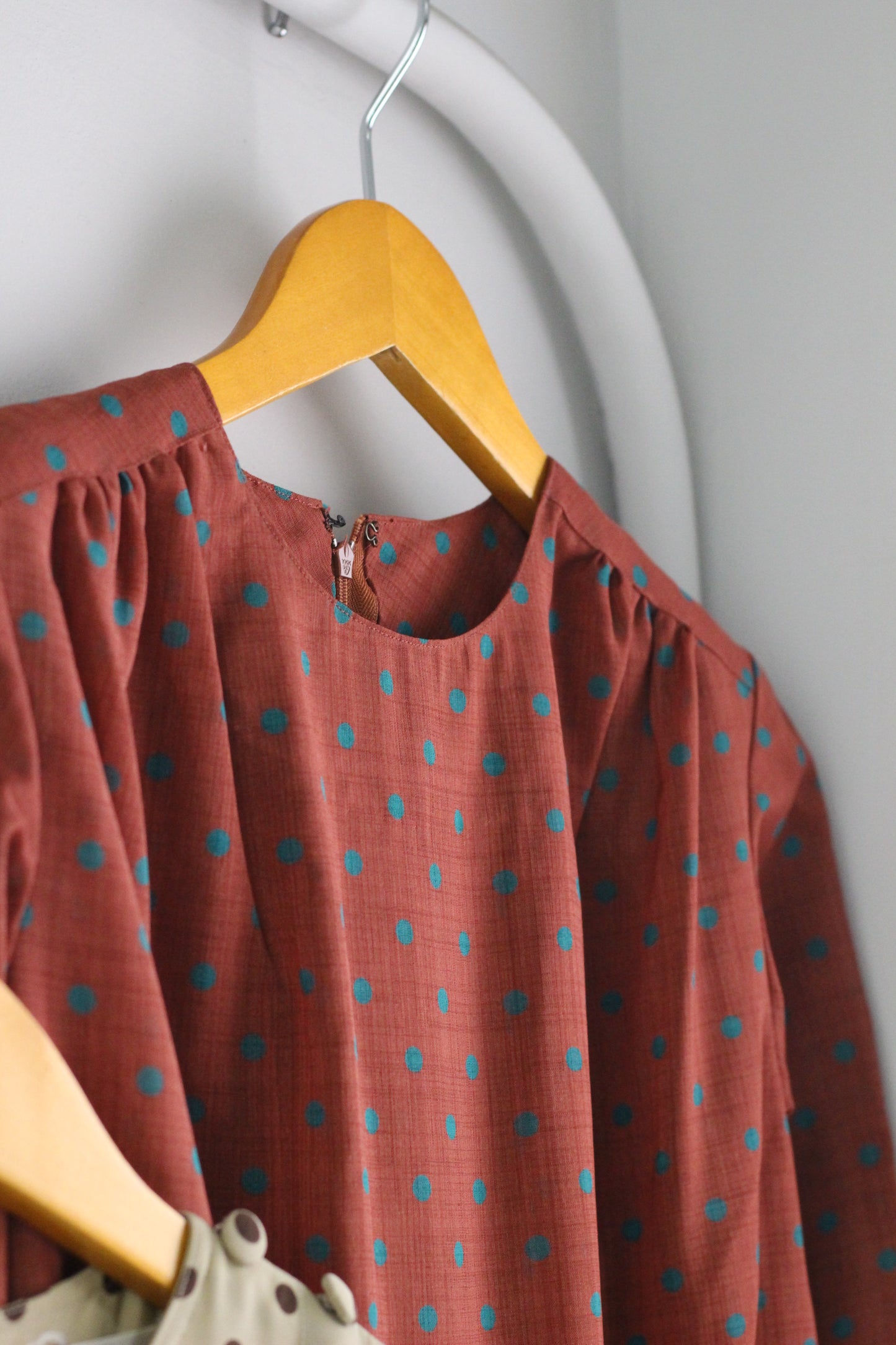 Vintage Retro Dot Long Sleeve One-Piece x4点