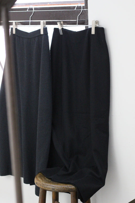 Vintage Black Wool Long Tight Skirt x2点