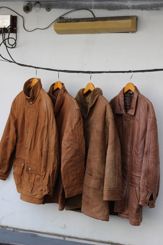 Vintage Men's brown leather jacket x4点