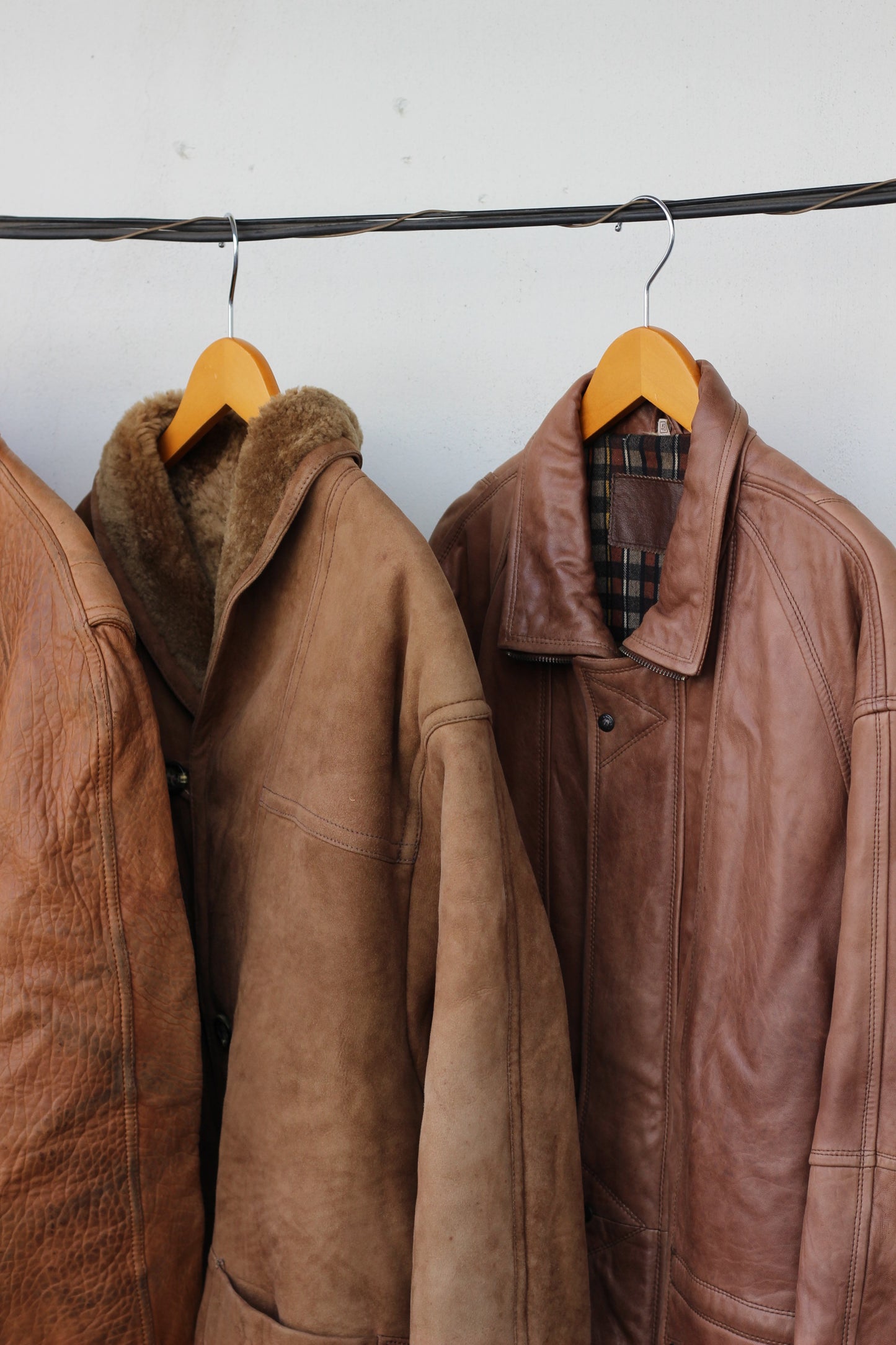 Vintage Men's brown leather jacket x4点