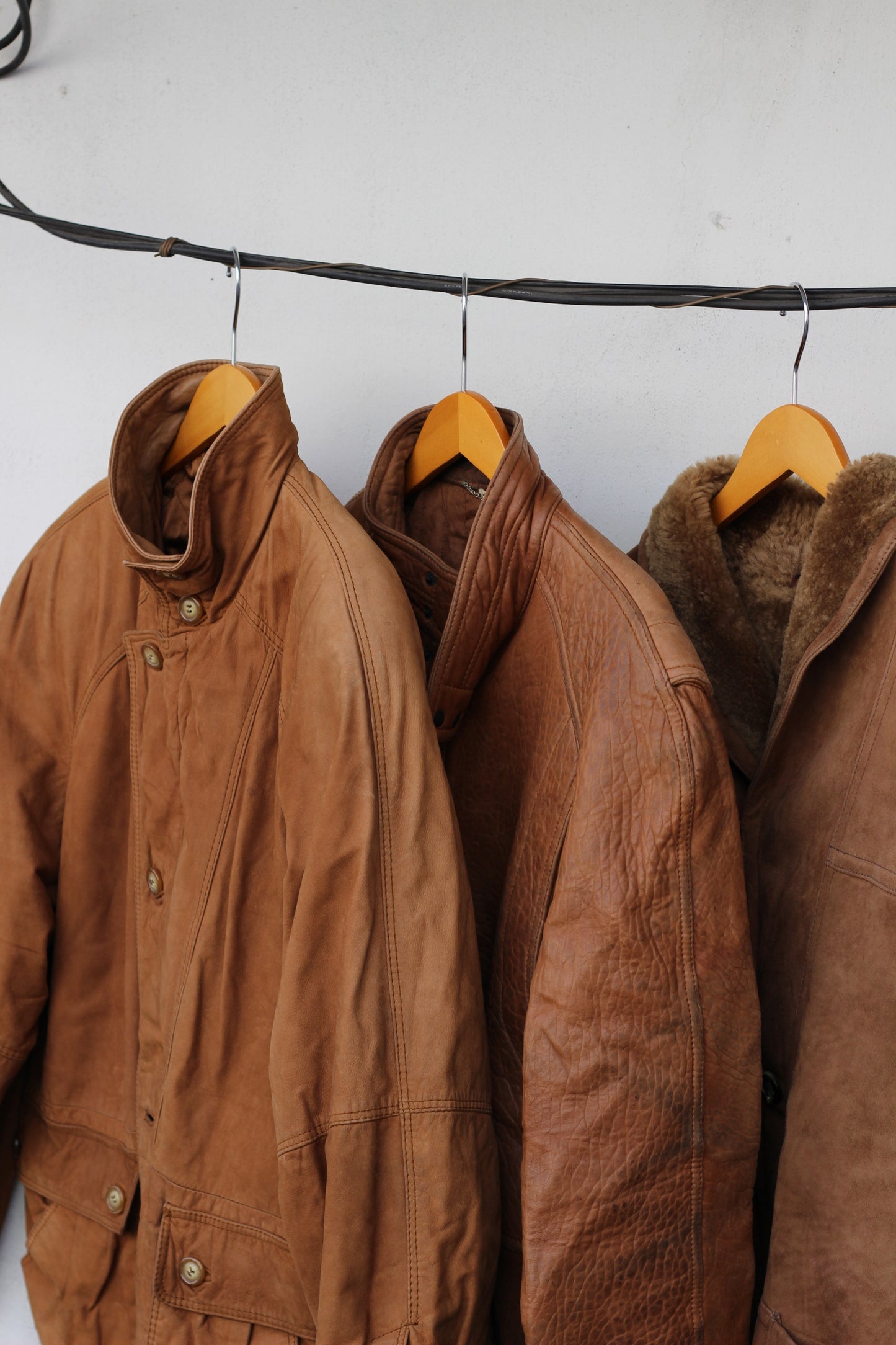Vintage Men's brown leather jacket x4点