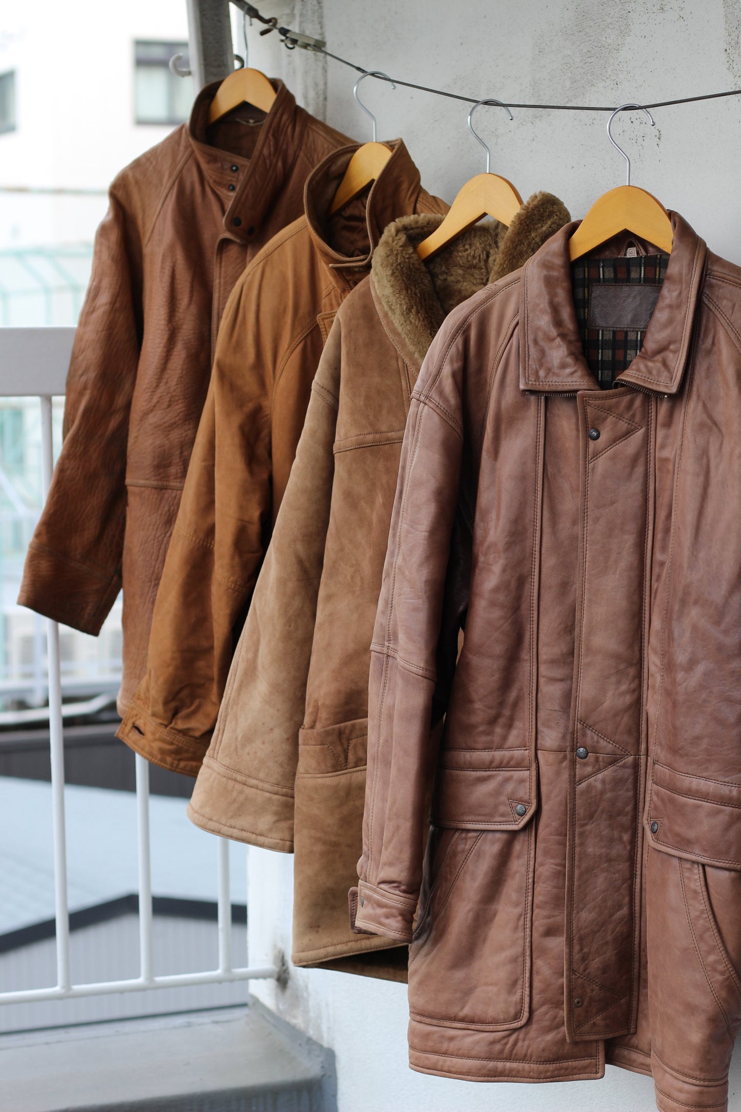 Vintage Men's brown leather jacket x4点