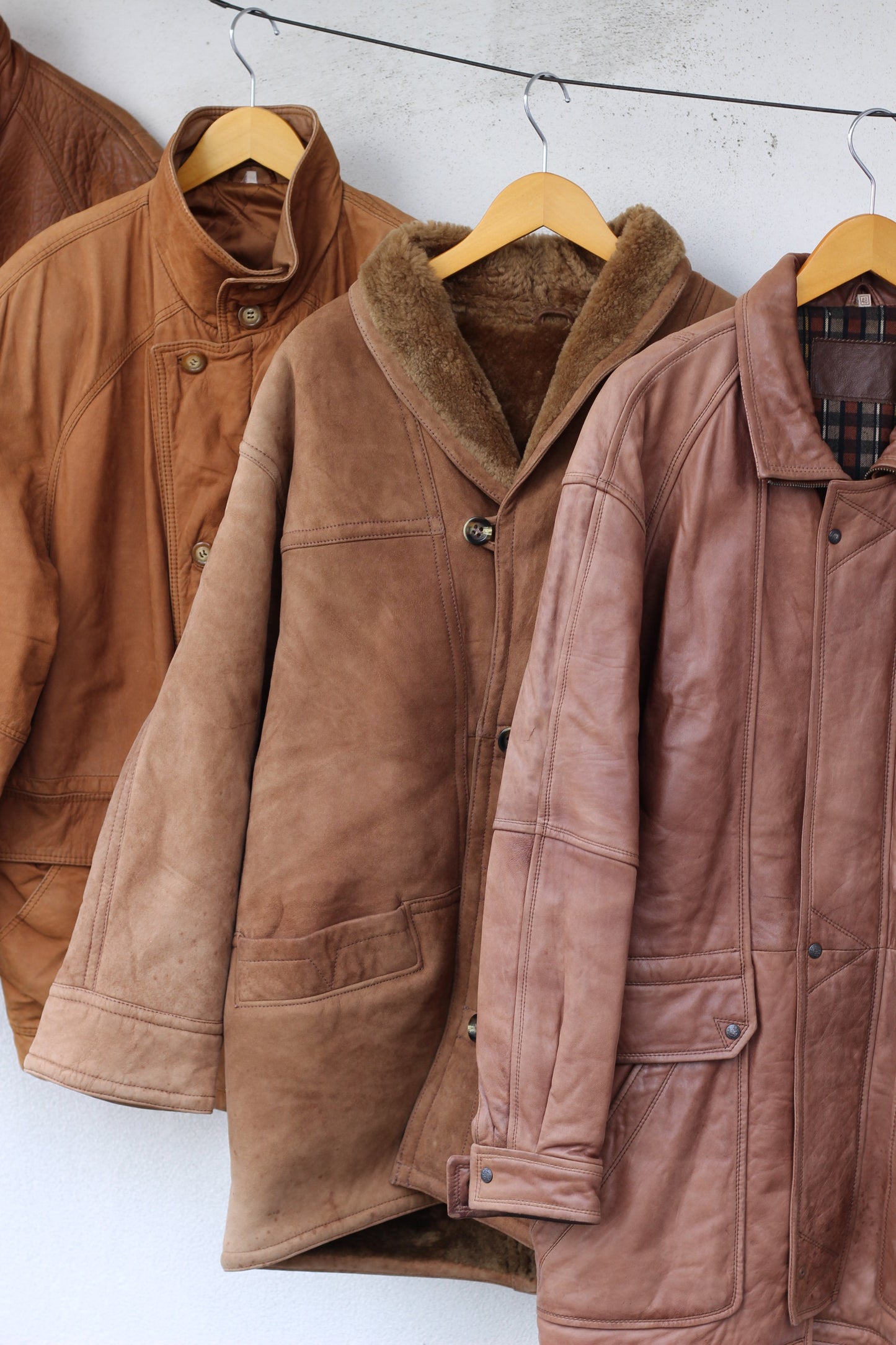 Vintage Men's brown leather jacket x4点