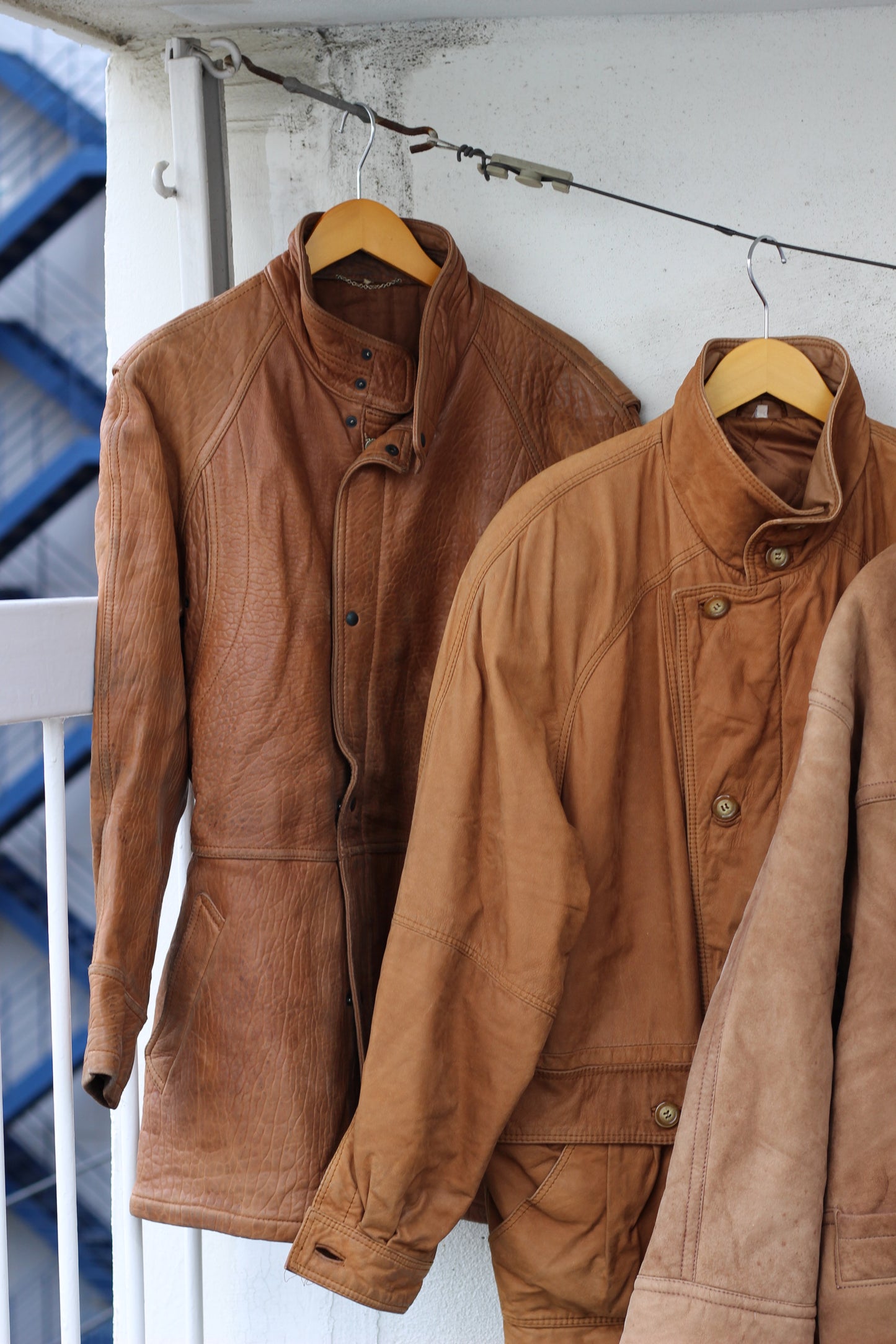 Vintage Men's brown leather jacket x4点