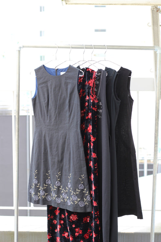 Vintage Black Design No Sleeve One-Piece x9点