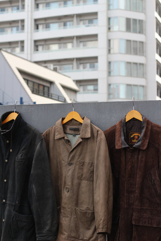 Men's Color Utility Leather Jacket x3点