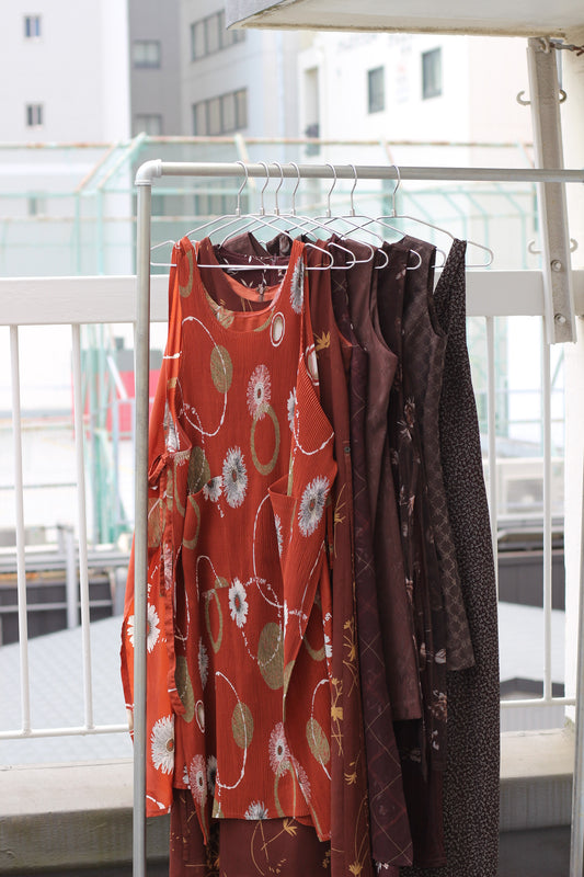 Vintage Brown Flower No Sleeve One-Piece x7点
