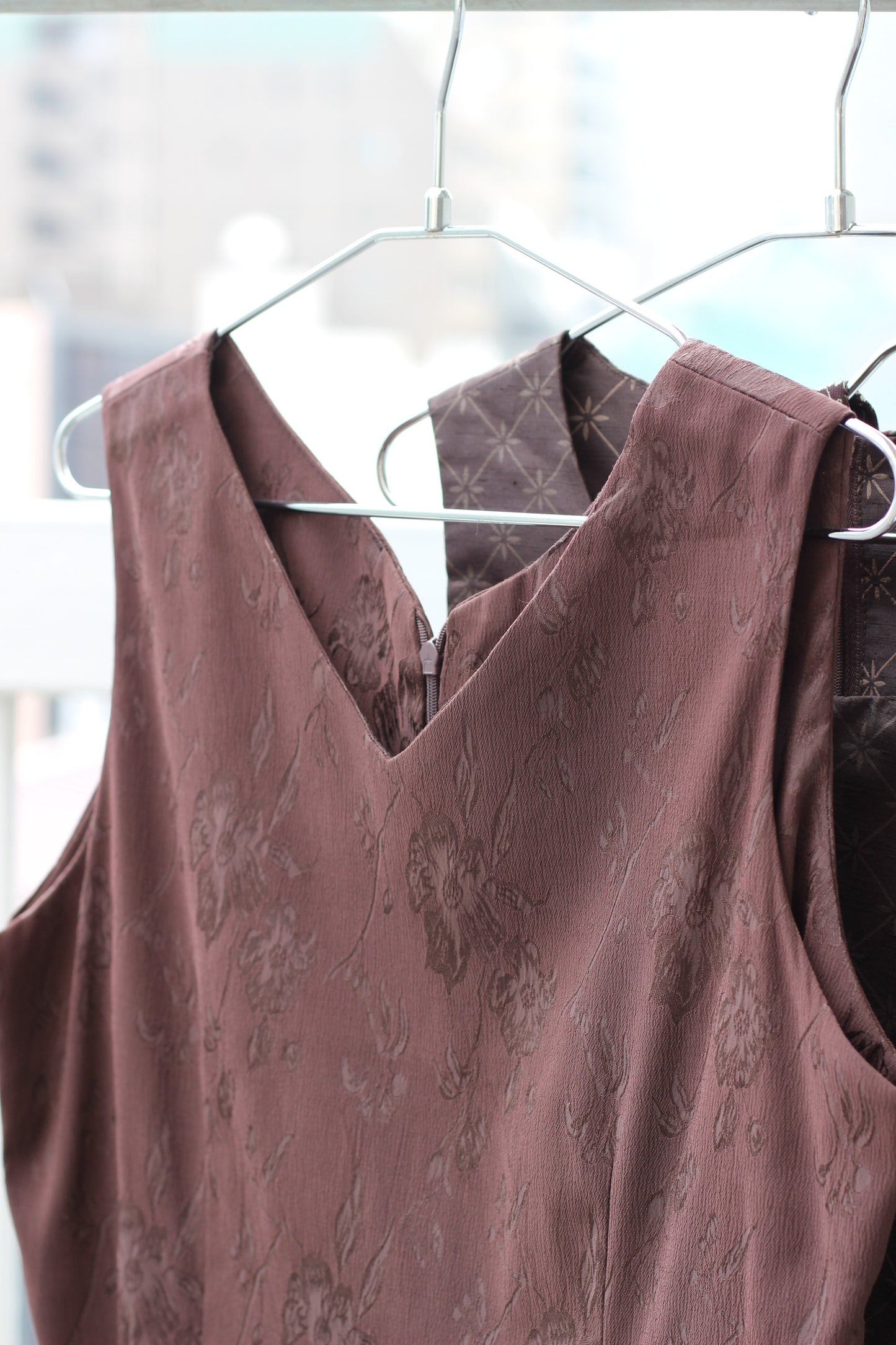 Vintage Brown Flower No Sleeve One-Piece x7点