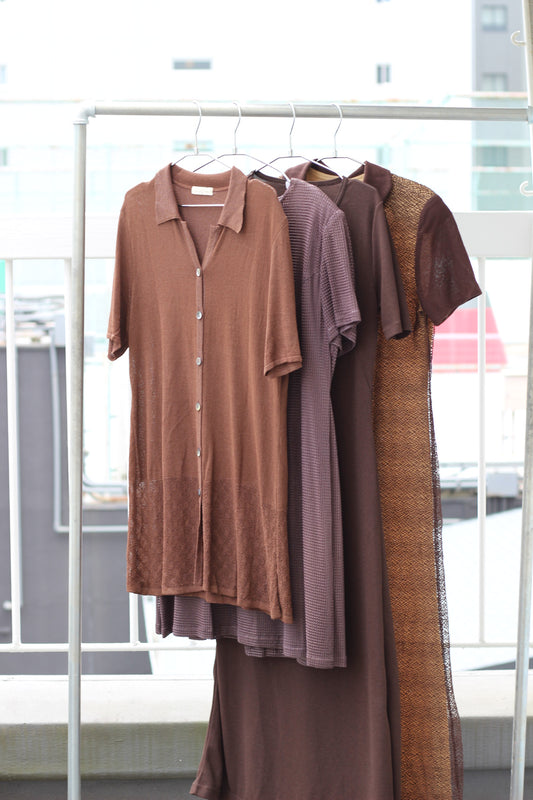 Vintage Brown Knit One-Piece x4点