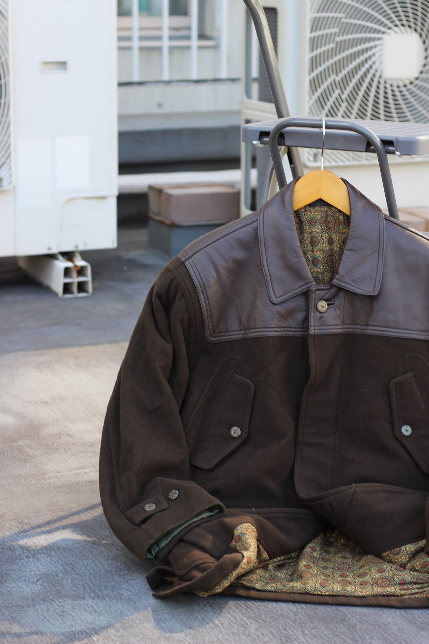 Men's Vintage Wool Knit Leather Jacket x4点