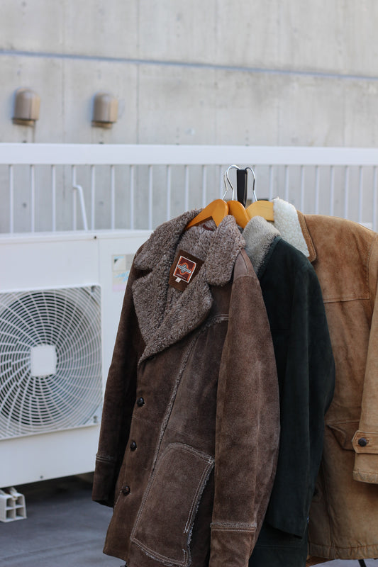 Men's Vintage Boa Suede Leather Lunch Coat x4点