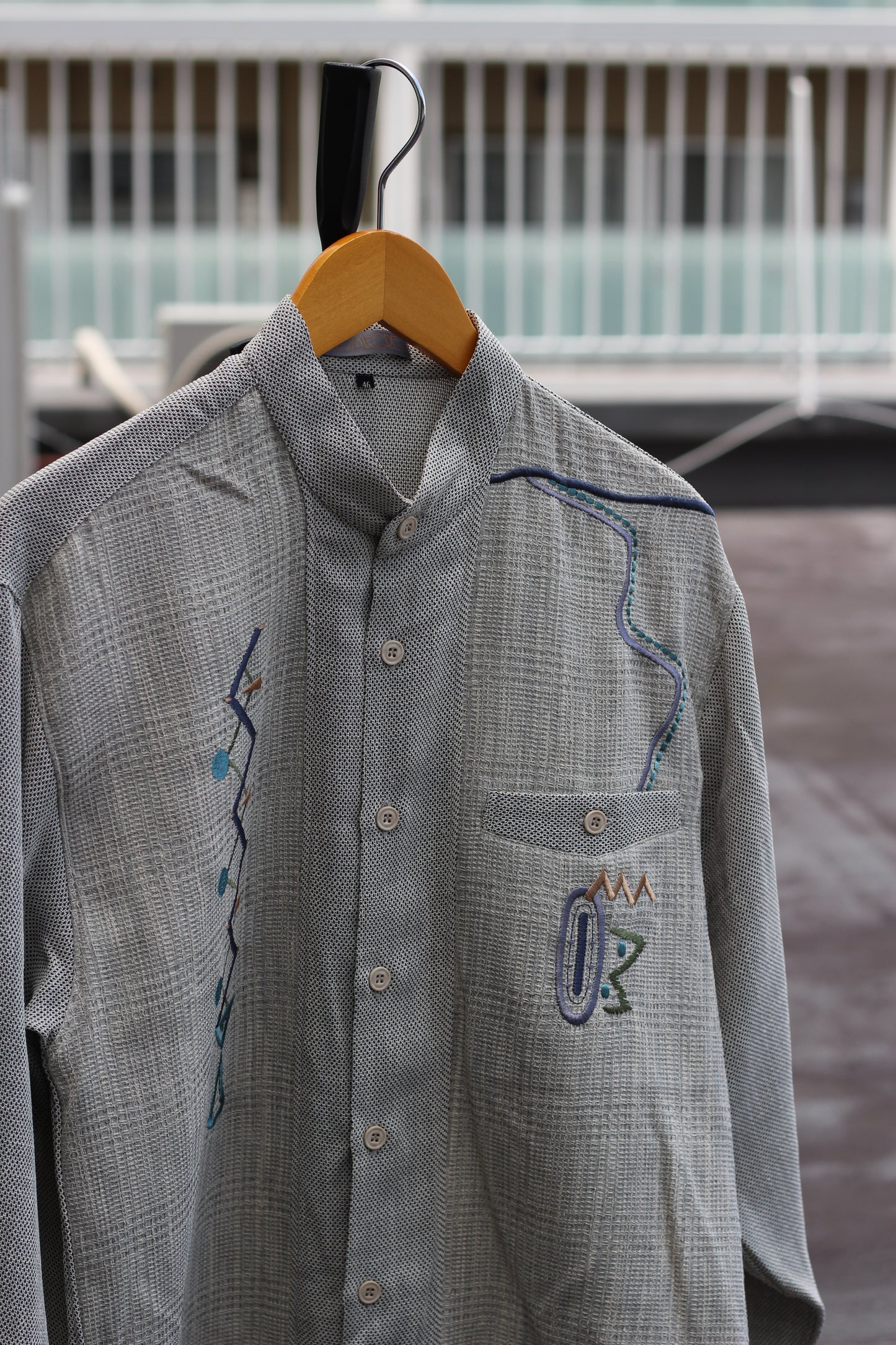 90's Men's Vintage Design Band Collar Shirt x3点