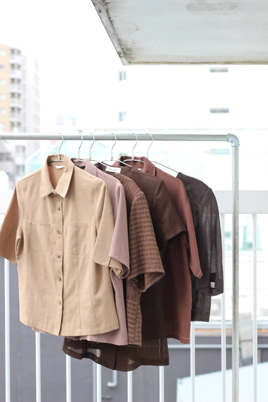 Vintage Brown Color Short Sleeve Blouse x6点