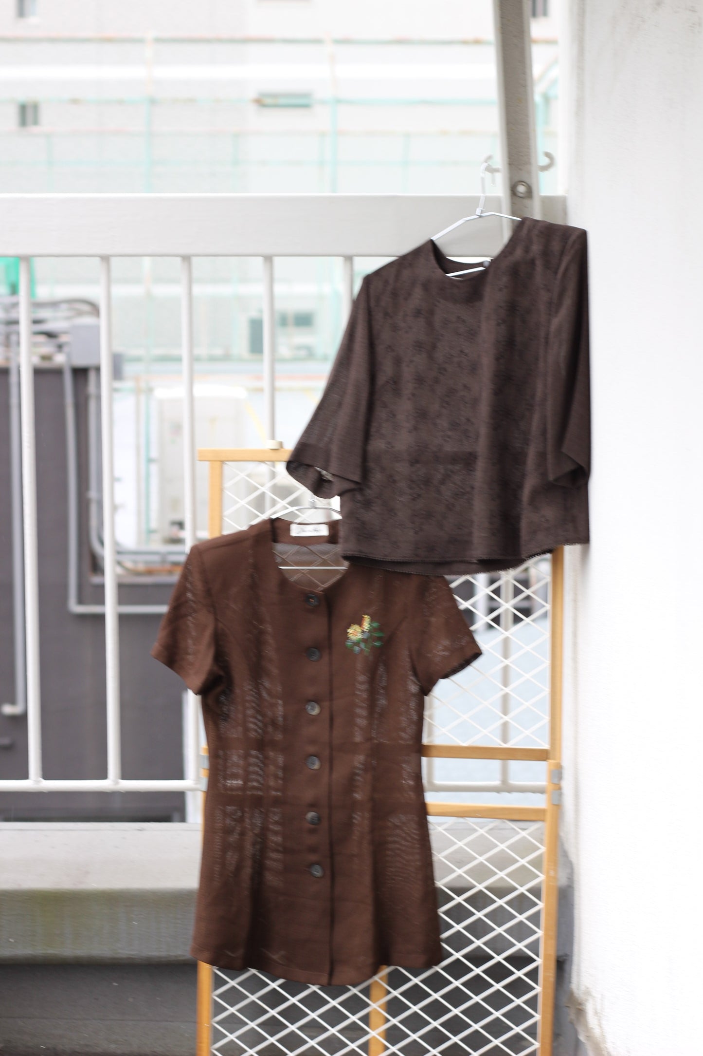 Vintage Brown Color Short Sleeve Blouse x6点