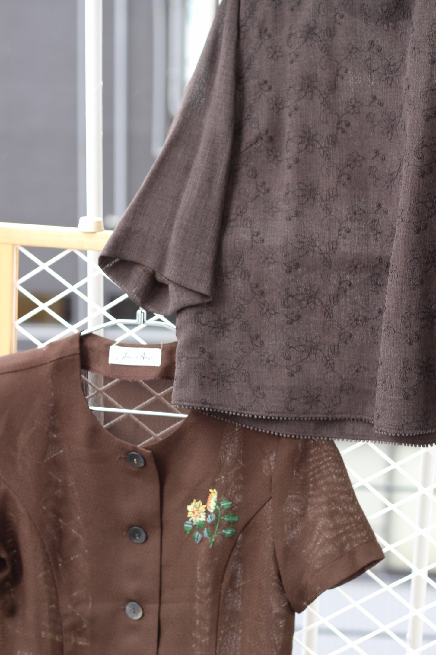 Vintage Brown Color Short Sleeve Blouse x6点