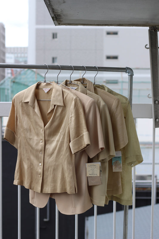 Vintage Beige Color Short Sleeve Blouse x5点