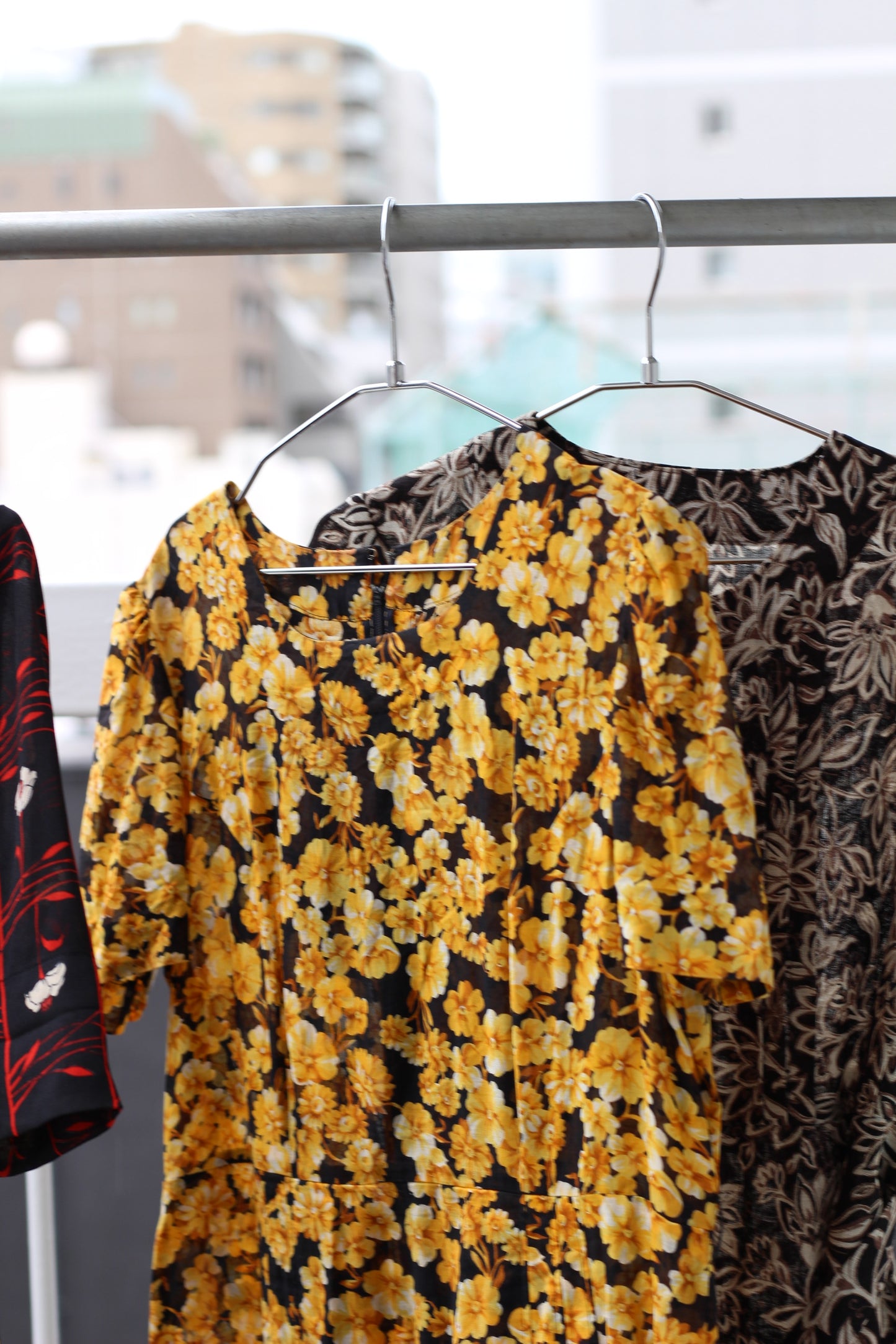 Vintage Black Flower Short Sleeve One-Piece x3点